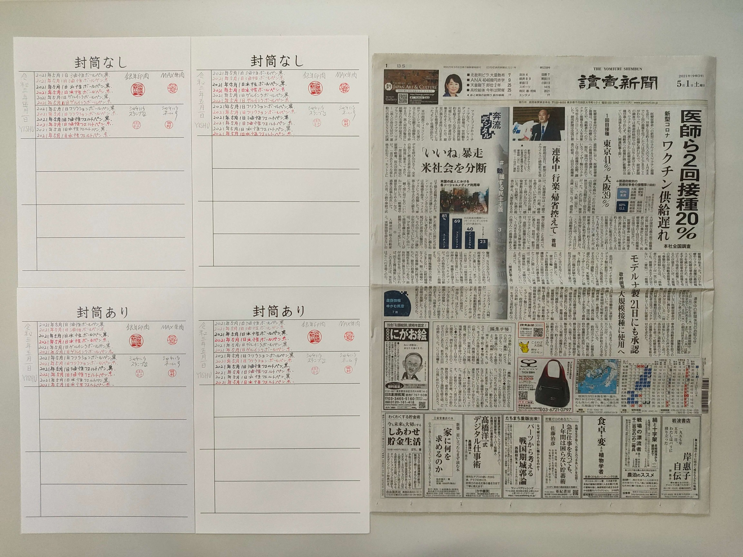 筆跡鑑定と印章鑑定の研究用試料の作成：169回目 | 筆跡鑑定なら田村